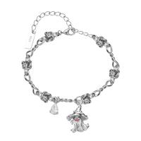 Bracelets en argent Sterling Cubic Zirconia, argent sterling 925, avec 1.4inch chaînes de rallonge, fantôme, Plaqué de platine, bijoux de mode & pavé de micro zircon & pour femme Environ 5.5 pouce, Vendu par PC