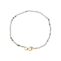 Gemstone Necklaces, ​Amazonite​, with Titanium Steel, Heart, real gold plated, fashion jewelry & for woman Approx 16.1 Inch 