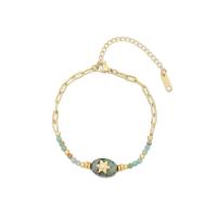 Pulsera de Piedras Preciosas, Piedra natural, con acero inoxidable 304, con 2.36inch extender cadena, chapado en oro real, Joyería & para mujer, longitud:aproximado 6.7 Inch, Vendido por UD