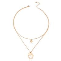 Collier de mode Multi couche, alliage de zinc, avec 5.5cm chaînes de rallonge, Placage de couleur d'or, Double couche & bijoux de mode & pour femme, doré cm, Vendu par PC