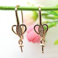 Brass Hook Earwire, plated, DIY & micro pave cubic zirconia 25mm 