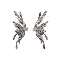 Brass Stud Earring, Copper Alloy, Butterfly, platinum plated, fashion jewelry & for woman 