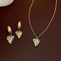 Titanium Steel Jewelry Set, fashion jewelry & for woman & enamel, golden Approx 40 cm 