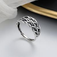 Sterling Silver Finger Ring, 925 Sterling Silver, Antique finish, fashion jewelry & for woman, 9mm 