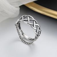 Sterling Silver Finger Ring, 925 Sterling Silver, Antique finish, fashion jewelry & for woman, 8mm 