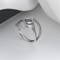 Befestigter Zirkonia Sterlingsilber Fingerring, 925er Sterling Silber, Antikes Finish, Modeschmuck & Micro pave Zirkonia & für Frau, 14mm, verkauft von PC