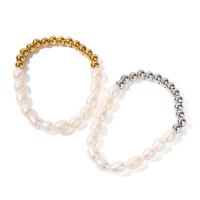 Bracelets de perles, Acier inoxydable 304, avec perle d'eau douce cultivée, Placage ionique sous vide, bijoux de mode & pour femme, plus de couleurs à choisir, Diamètre inté Environ 50.9mm, Vendu par PC