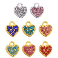 Rhinestone Brass Pendants, Zinc Alloy, Heart, plated, DIY & with rhinestone 