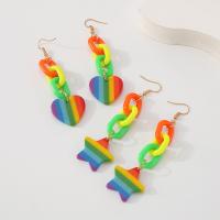 Acrylic Drop Earring, Zinc Alloy, with Acrylic, fashion jewelry & for woman, multi-colored 