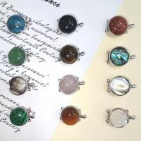 Gemstone Brass Pendants, with Gemstone & Shell, plated, DIY 