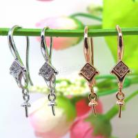 Brass Earring Drop Component, plated, DIY & micro pave cubic zirconia 25mm 