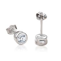 Sterling Silver Stud Earring, argent sterling 925, Placage, normes différentes pour le choix & pavé de micro strass & pour femme, argent, Vendu par paire