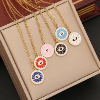 Collier Evil Eye bijoux, Acier inoxydable 304, avec 2inch chaînes de rallonge, Mauvais œil, Placage de couleur d'or, pour femme & émail & avec strass, plus de couleurs à choisir Environ 15.7 pouce, Vendu par PC