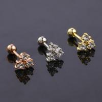 Stainless Steel Rhinestone Stud Earring, 316L Stainless Steel, Flower, fashion jewelry & Unisex & with rhinestone 