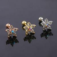 Stainless Steel Rhinestone Stud Earring, 316L Stainless Steel, Flower, fashion jewelry & Unisex & with rhinestone 