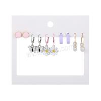 boucle d'oreille de goutte en Zinc Alloy et Émail  , alliage de zinc, avec perle de plastique, Placage de couleur d'or, 5 pièces & bijoux de mode & pour femme & émail & avec strass, multicolore, Vendu par fixé