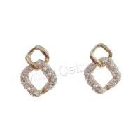 Cubic Zirconia Micro Pave Brass Earring, with Plastic Pearl, gold color plated, fashion jewelry & micro pave cubic zirconia & for woman, white 