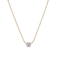 Collier de bijoux de titane, Acier titane, avec 2inch chaînes de rallonge, Plaqué d'or 14K, pavé de micro zircon & pour femme Environ 15.7 pouce, Vendu par PC