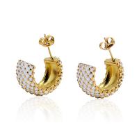 Boucles d'oreilles en acier titane, Plaqué d'or 18K, pour femme & émail, plus de couleurs à choisir Vendu par paire