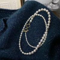 Collar de cadena del suéter de la perla de agua dulce, Perlas cultivadas de agua dulce, con Aleación de cobre, Joyería & para mujer, Blanco, longitud:aproximado 80 cm, Vendido por UD