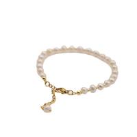 Perlen Armbänder, Titanstahl, mit Natürliche kultivierte Süßwasserperlen, mit Verlängerungskettchen von 3.5cm, vergoldet, Modeschmuck & verschiedene Stile für Wahl & für Frau, goldfarben, Länge:16 cm, verkauft von Strang