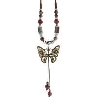 Chaîne en alliage de zinc de fer Collier Pull, avec porcelaine & corde en nylon, papillon, Placage, Réglable & bijoux de mode & pour femme Environ 20.47-33.86 pouce, Vendu par brin