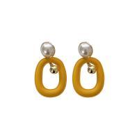 Plastic Pearl Zinc Alloy Earring, with Plastic Pearl, fashion jewelry 