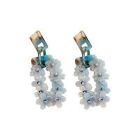 Acrylic Drop Earring, Acetate, with ABS Plastic Pearl & Cloth, Flower, fashion jewelry 