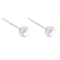 Freshwater Pearl Stud Earring, fashion jewelry & for woman, white 