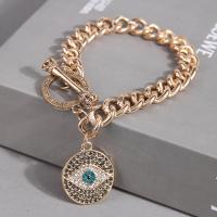 Moda pulseras de la aleación de Zinc, con diamantes de imitación, Redondo aplanado, chapado en color dorado, Joyería & para mujer, dorado, 20mm, longitud:aproximado 18.5 cm, Vendido por UD