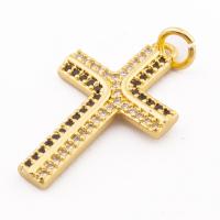 Cubic Zirconia Micro Pave Sterling Silver Pendant, 925 Sterling Silver, Cross, gold color plated, DIY & micro pave cubic zirconia Approx 3mm 