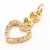 Cubic Zirconia Micro Pave Sterling Silver Pendant, 925 Sterling Silver, Heart, gold color plated, DIY & micro pave cubic zirconia Approx 3mm 