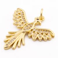 Стерлингового серебра Rhinestone подвески, 925 пробы, Phoenix, плакирован золотом, DIY & инкрустированное микро кубического циркония отверстие:Приблизительно 3mm, продается PC