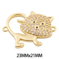 Стерлингового серебра Rhinestone подвески, 925 пробы, плакирован золотом, DIY & инкрустированное микро кубического циркония & двойное отверстие отверстие:Приблизительно 1mm, продается PC