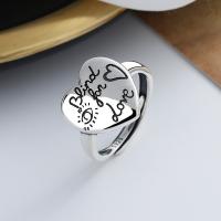 Bague en argent , Argent sterling 925, coeur, Finition antique, bijoux de mode & pour femme, 13mm, Vendu par PC