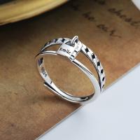 Sterling Silver Finger Ring, 925 Sterling Silver, Antique finish, fashion jewelry & for woman, 6mm 