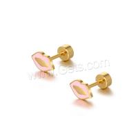 Boucles d'oreilles en acier titane, lèvre, bijoux de mode & unisexe & émail, plus de couleurs à choisir, 7.9*5mm,4mm, Vendu par PC