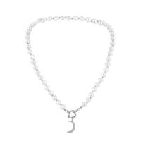 Collier de perles en plastique, perle de plastique, avec Acier inoxydable 304, lune, bijoux de mode & pour homme Environ 18.11 pouce, Vendu par PC