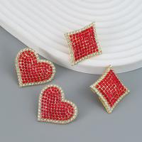 Zinc Alloy Rhinestone Stud Earring & for woman & with rhinestone 