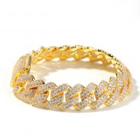 Cubic Zirconia Micro Pave Brass Bracelet, plated & micro pave cubic zirconia & for man 13mm 