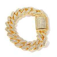 Zinc Alloy Rhinestone Bracelets, plated, punk style & for man & with rhinestone 18mm 