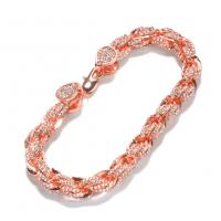 Zinc Alloy Rhinestone Bracelets, plated & for man & with rhinestone 9mm 