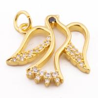 Стерлингового серебра Rhinestone подвески, 925 пробы, Птица, плакирован золотом, DIY & инкрустированное микро кубического циркония отверстие:Приблизительно 3mm, продается PC