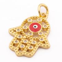 Fashion Evil Eye Pendant, 925 Sterling Silver, gold color plated, DIY & micro pave cubic zirconia Approx 3mm 