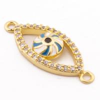 Evil Eye Jewelry Connector, 925 Sterling Silver, gold color plated, DIY & micro pave cubic zirconia Approx 1mm 