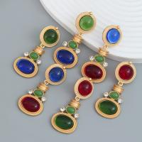 Resin Zinc Alloy Earring, with Resin, fashion jewelry & for woman & with rhinestone 