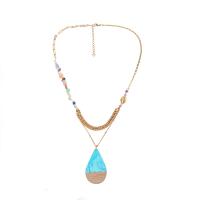 Collier de bijoux de titane, Acier titane, avec bois & résine, avec 1.97inch chaînes de rallonge, larme, Placage, bijoux de mode & pour femme, doré Environ 18.5 pouce, Vendu par PC