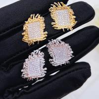 Rhinestone Brass Stud Earring, with Glass Rhinestone, plated, fashion jewelry & for woman 