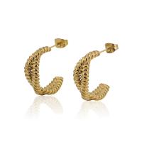 Boucles d'oreilles en acier titane, Placage de couleur d'or, bijoux de mode & pour femme Vendu par paire