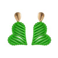 Boucle d'oreille de goutte en fer, coeur, peinture, bijoux de mode & pour femme, vert Vendu par paire